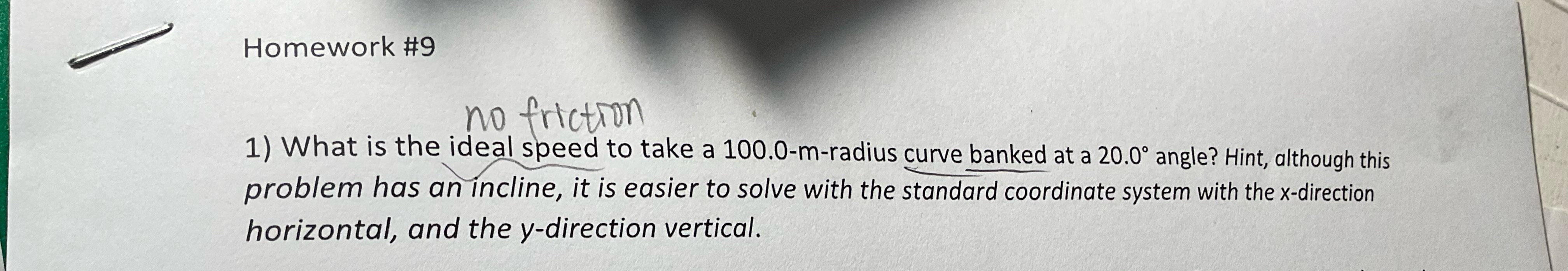Solved Homework #9What is the ideal speed to take a | Chegg.com