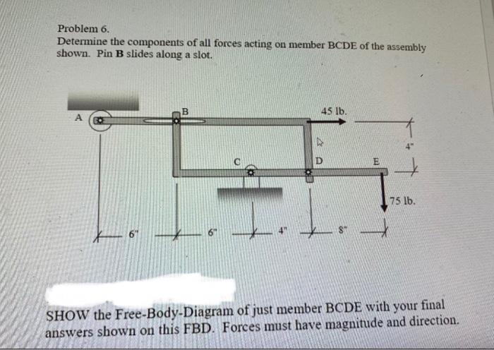 Solved Problem 6. Determine the components of all forces | Chegg.com