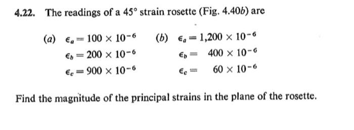 Solved 4.22. The readings of a 45° strain rosette (Fig. | Chegg.com