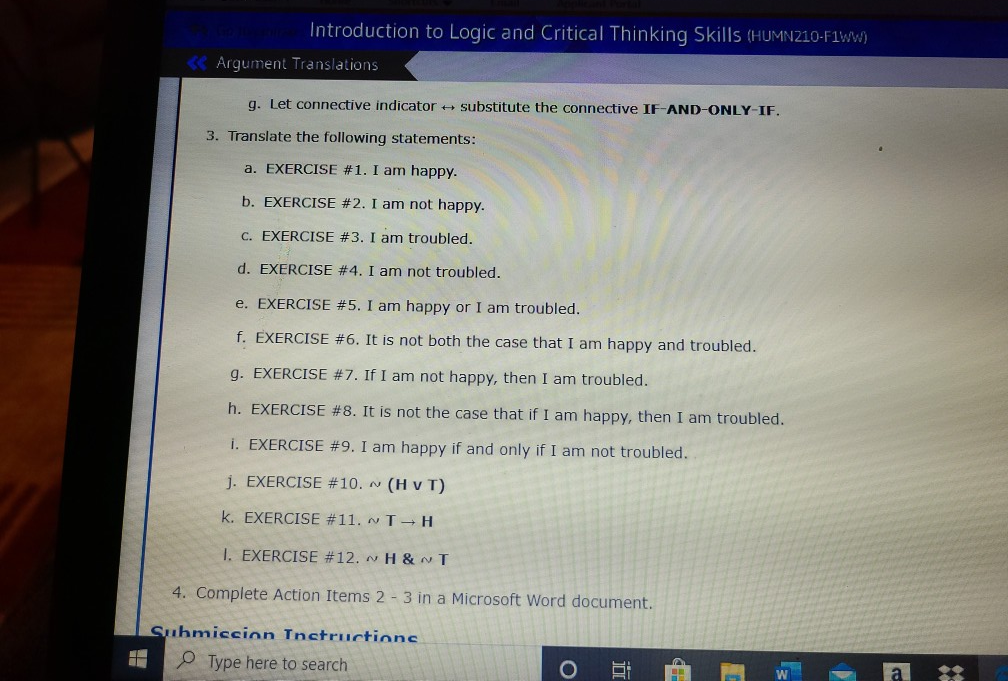 Solved Introduction to Logic and Critical Thinking Skills | Chegg.com