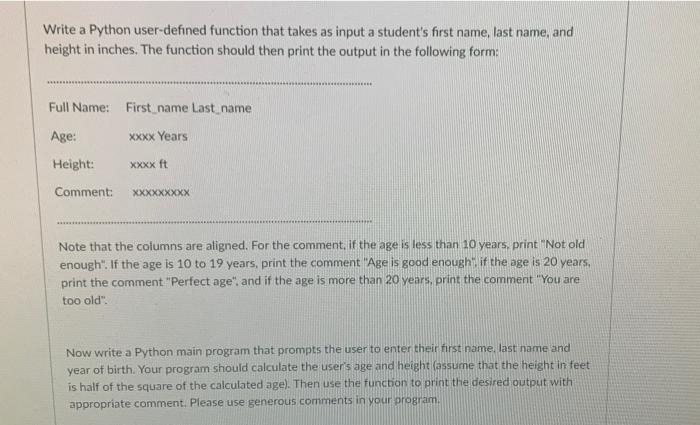 Solved Write a Python user-defined function that takes as | Chegg.com