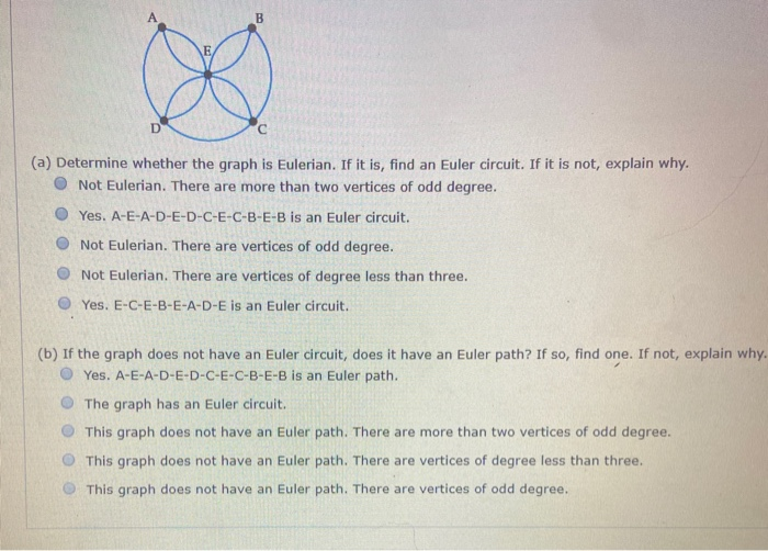 Solved B D (a) Determine whether the graph is Eulerian. If | Chegg.com