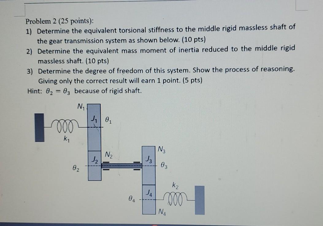 Solved Problem 2 (25 points): 1) Determine the equivalent | Chegg.com