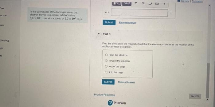 Solved Part A In the Bohr model of the hydrogen atom, the | Chegg.com