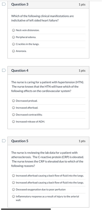 Solved Question 1 1 pts The nurse is caring for a patient | Chegg.com