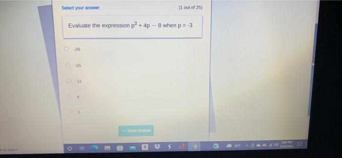 Solved Select your answer (1 out of 25) Evaluate the | Chegg.com