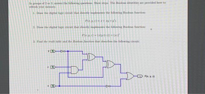 Solved In groups of 2 or 3. answer the following questions. | Chegg.com