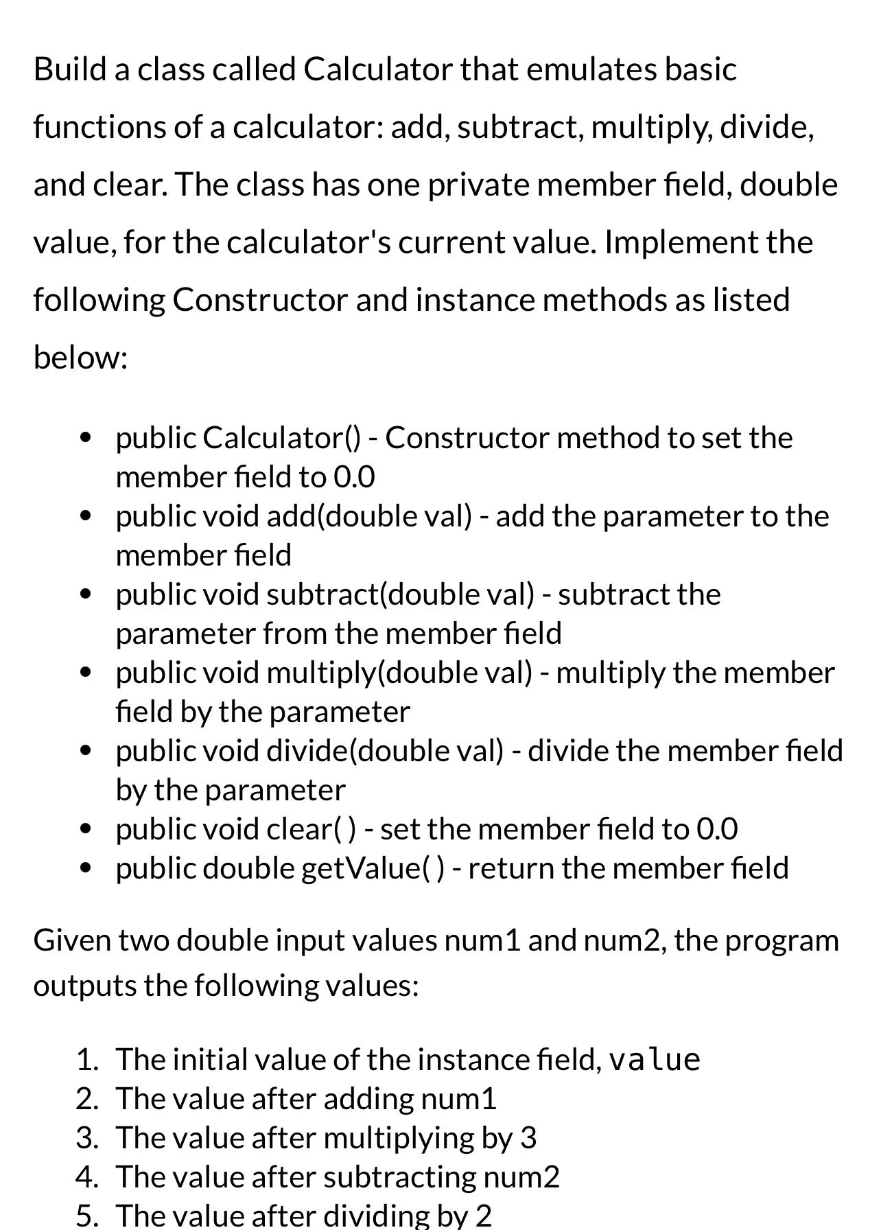 Solved Build a class called Calculator that emulates basic | Chegg.com
