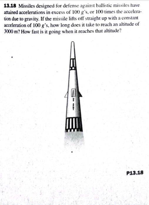 Solved 13.26 The missile shown in Problem 13.18 lifts off | Chegg.com