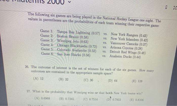 Solved The Following Six Games Are Being Played In The Na Chegg Com