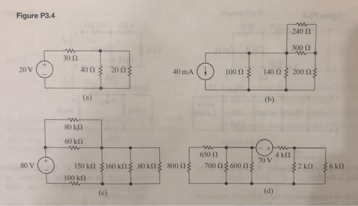 Solved 3.6 For each of the circuits shown in Fig. P3.4: a) | Chegg.com