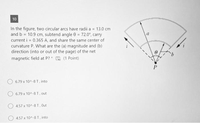 Solved In The Figure, Two Circular Arcs Have Radii A=13.0 Cm | Chegg.com