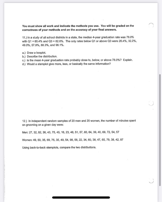 Solved You must show all work and indicate the methods you | Chegg.com