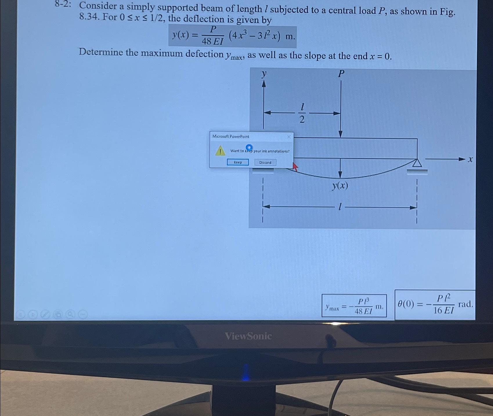 Solved 8-2: Consider a simply supported beam of length l | Chegg.com