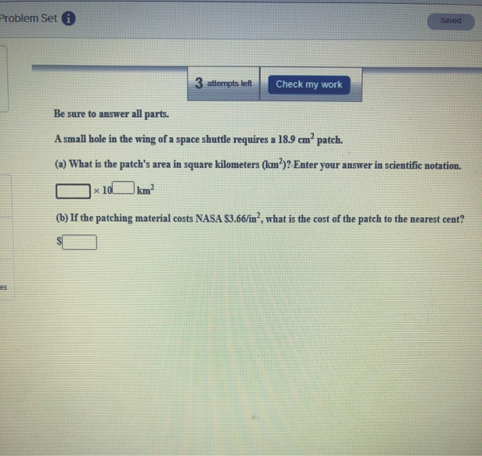 Solved Problem Set Saved 3 attempts left Check my work Be | Chegg.com