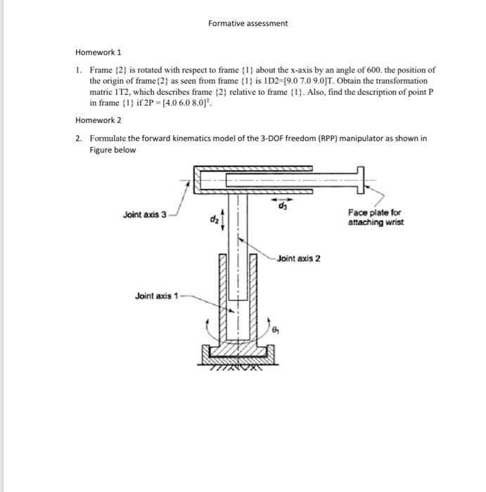 Solved Homework 1 1. Frame {2} is rotated with respect to | Chegg.com