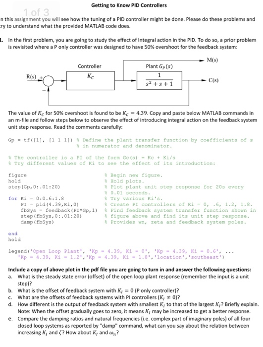 Pid Controller Example Questions Solved Getting to know PID Controllers 1 of 3 in this | Chegg.com