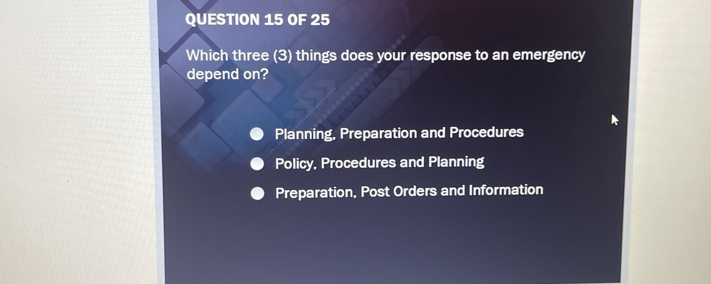 Solved QUESTION 15 ﻿OF 25Which three (3) ﻿things does your | Chegg.com