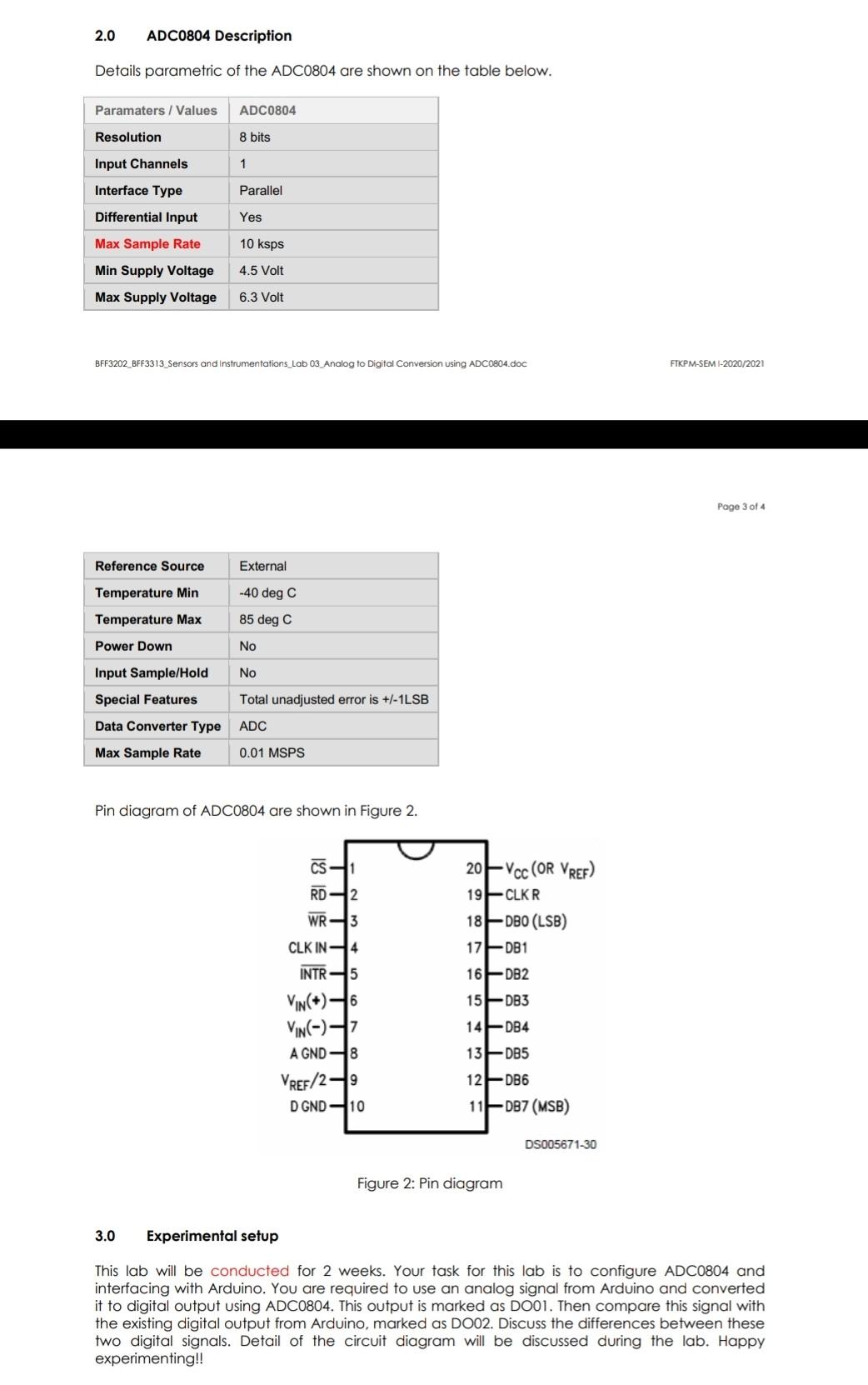 2.0 ADC0804 Description Details parametric of the | Chegg.com