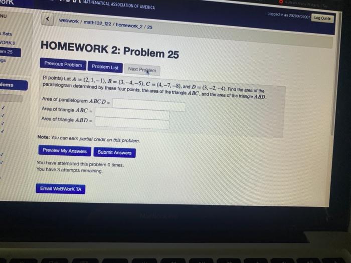 Solved (4 Points) Let A=(2,1,−1),B=(3,−4,−5),C=(4,−7,−8), | Chegg.com