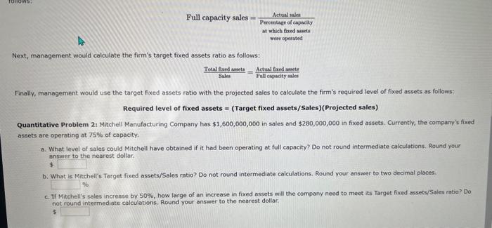 Solved Full capacity sales = Percentage of capacty at which | Chegg.com