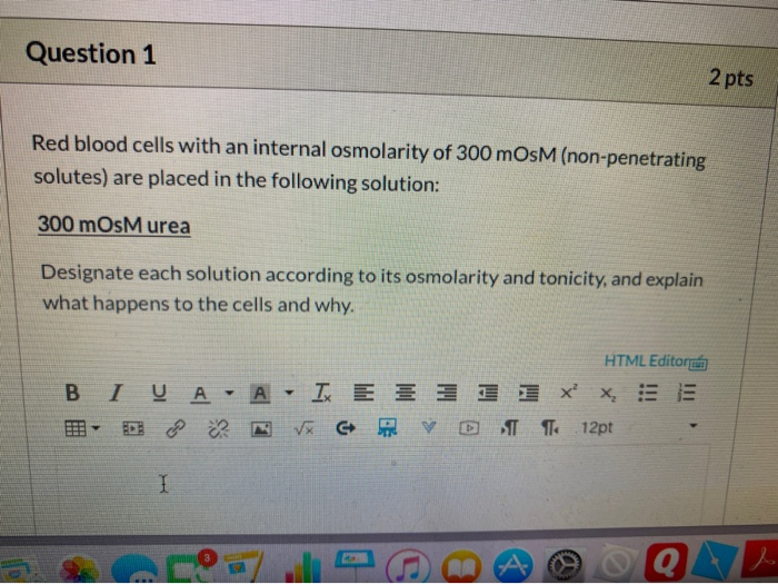 Solved Question 1 2 pts Red blood cells with an internal | Chegg.com