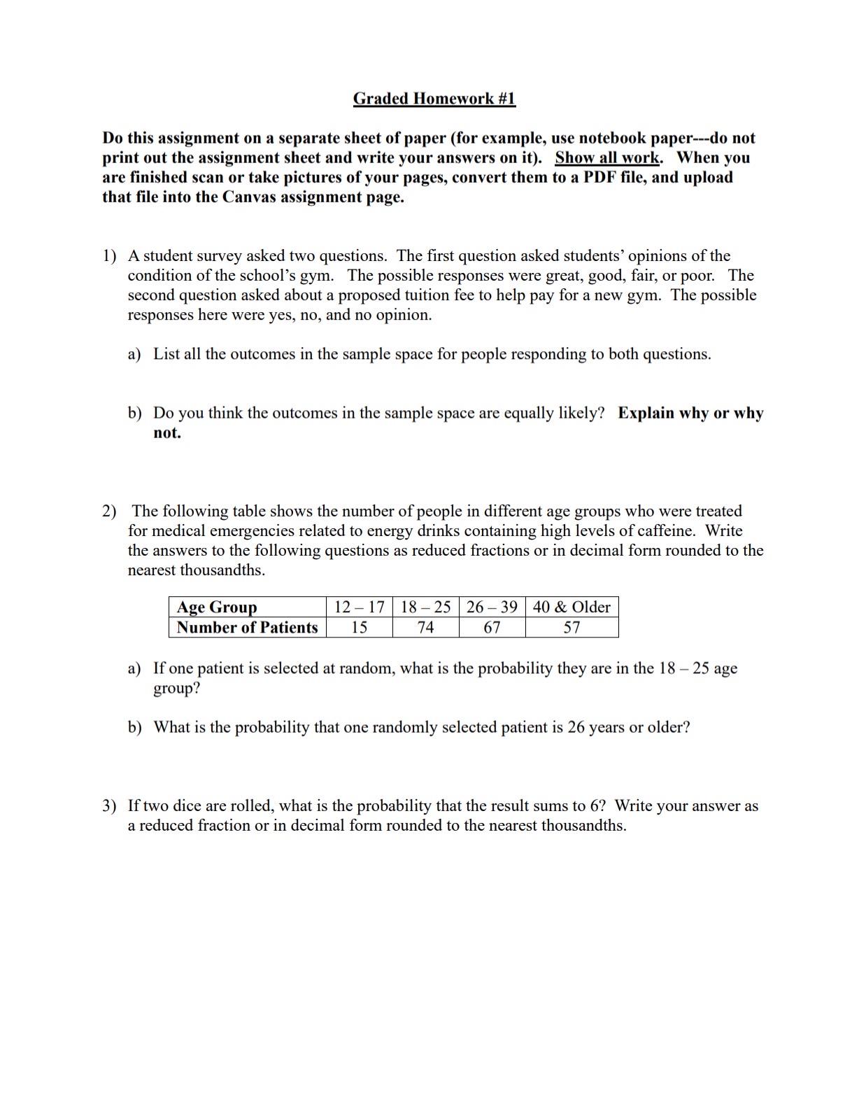 Solved Graded Homework #1Do this assignment on a separate | Chegg.com
