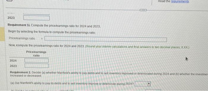 Solved Requirement 1a Compute The Current Ratios For 2024 Chegg Com   Image