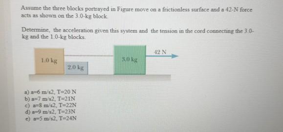 Solved Assume the three blocks portrayed in Figure move on a | Chegg.com