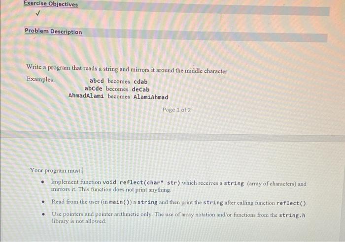 Solved Exercise Objectives Problem Description Write a | Chegg.com