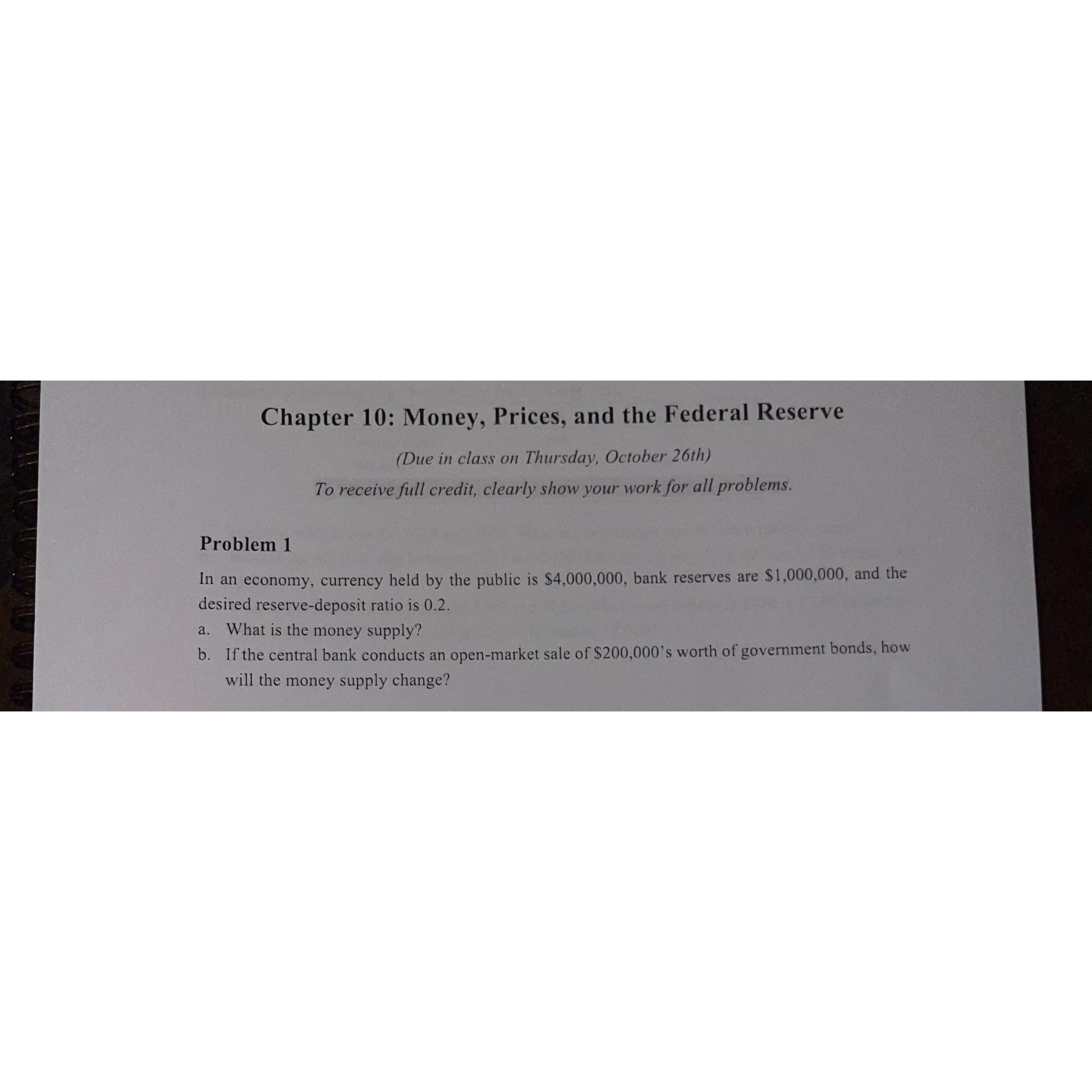 Solved Chapter 10 Money, Prices, and the Federal Reserve