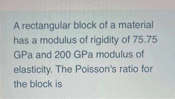 Solved A rectangular block of a material has a modulus of | Chegg.com