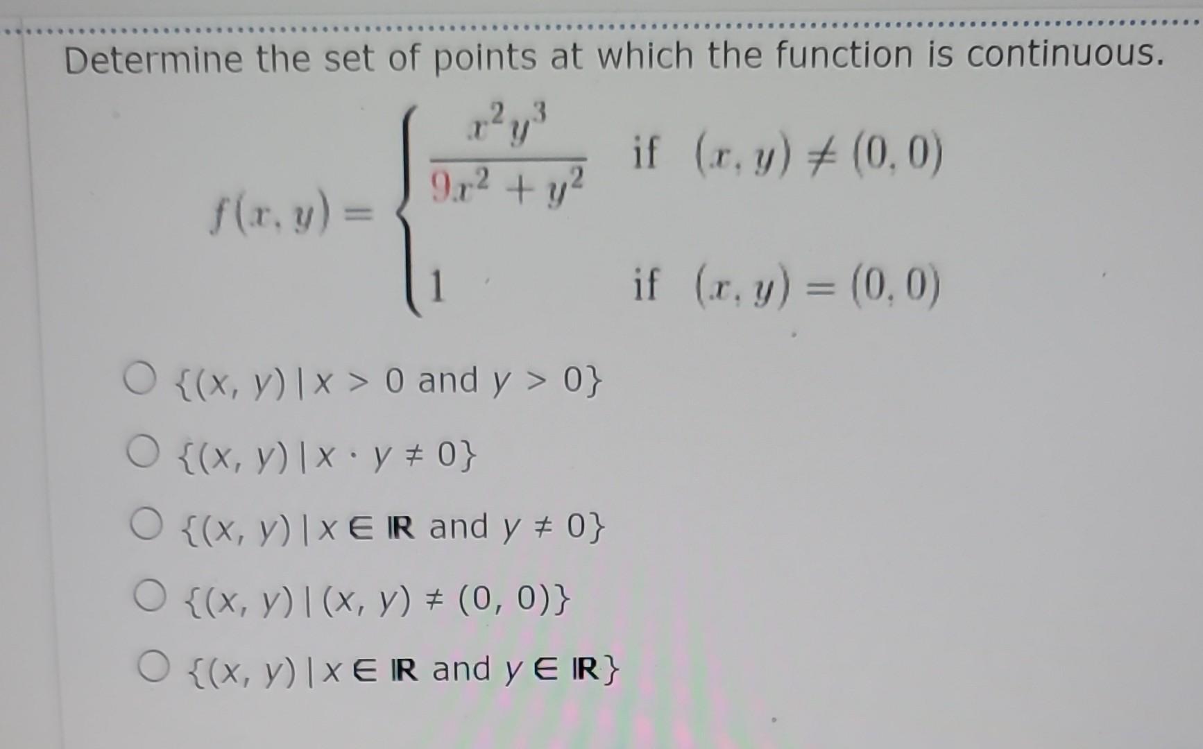 Solved Determine the set of points at which the function is | Chegg.com