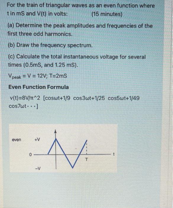 Solved For the train of triangular waves as an even function | Chegg.com