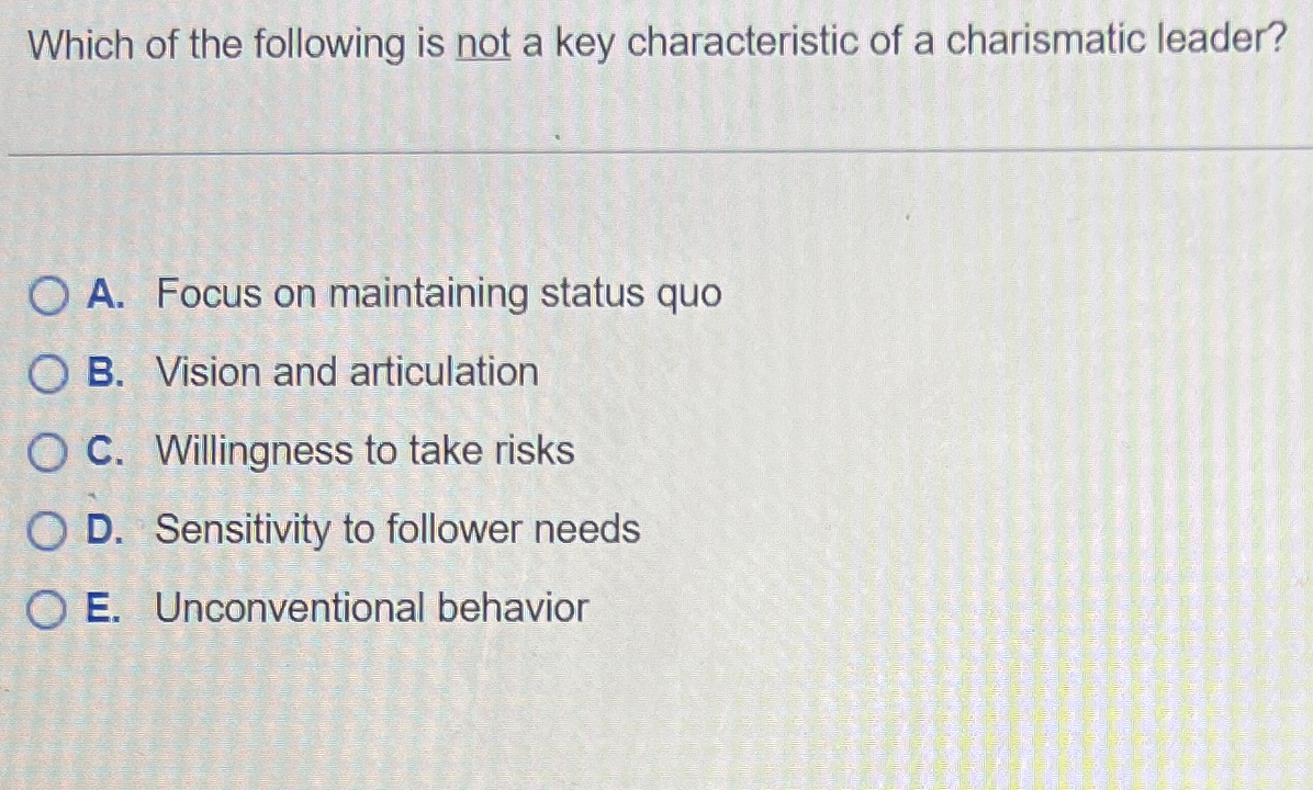 Solved Which of the following is not a key characteristic of | Chegg.com