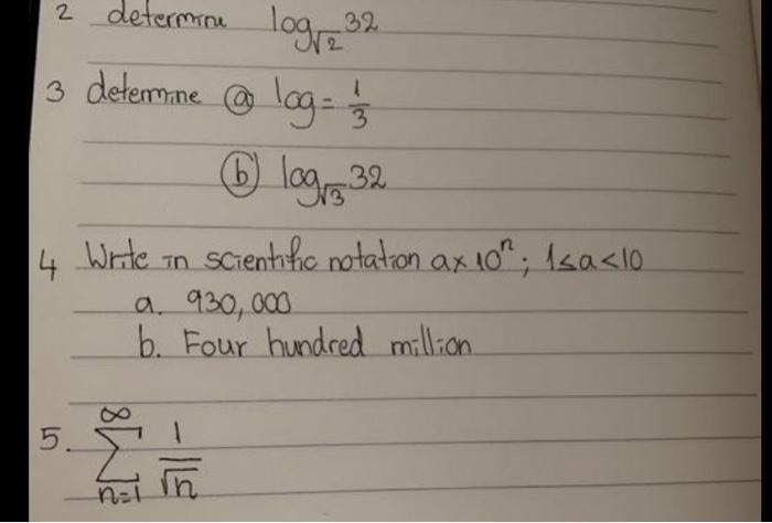 Solved 2 determine log, 32 3 determine @ log = 1/3 O logro | Chegg.com