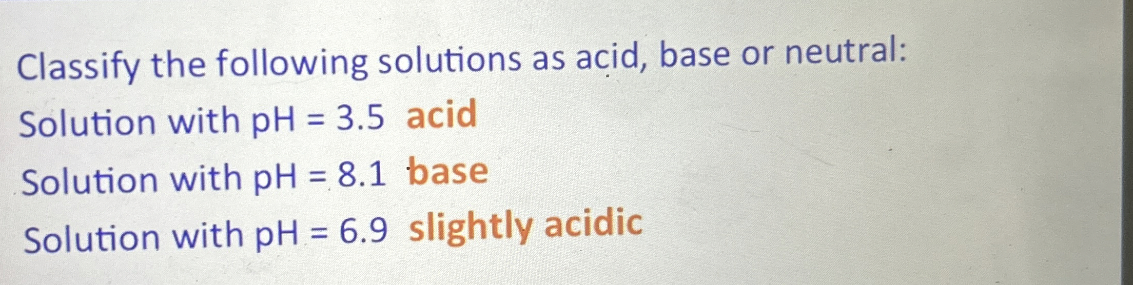 Solved Classify The Following Solutions As Acid Base Or Chegg Com