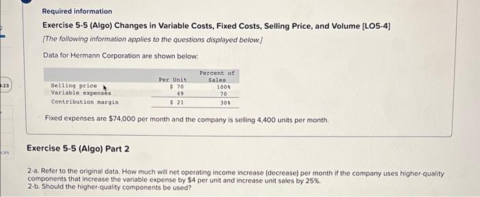 Solved Required 1 A How Much Will Net Operating Income 8645