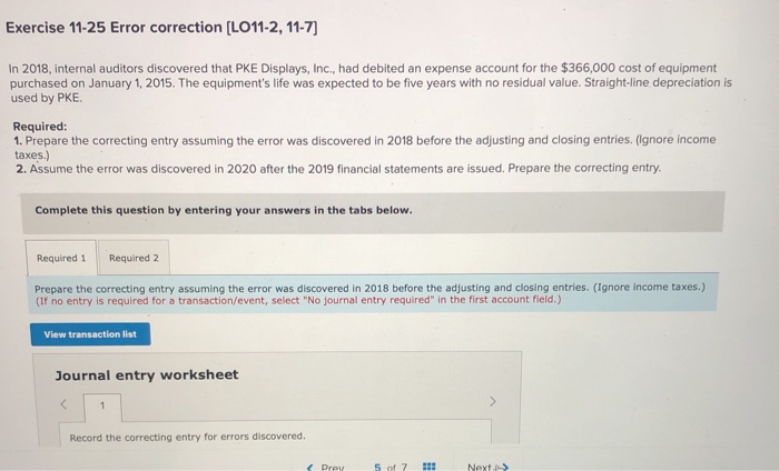 Solved Exercise 11 25 Error Correction Lo11 2 11 7 In Chegg Com