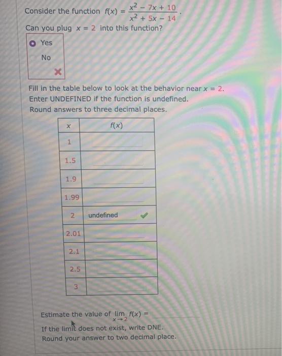 Solved Consider the function f(x) x2 - 7x + 10 x2 + 5x - 14 | Chegg.com