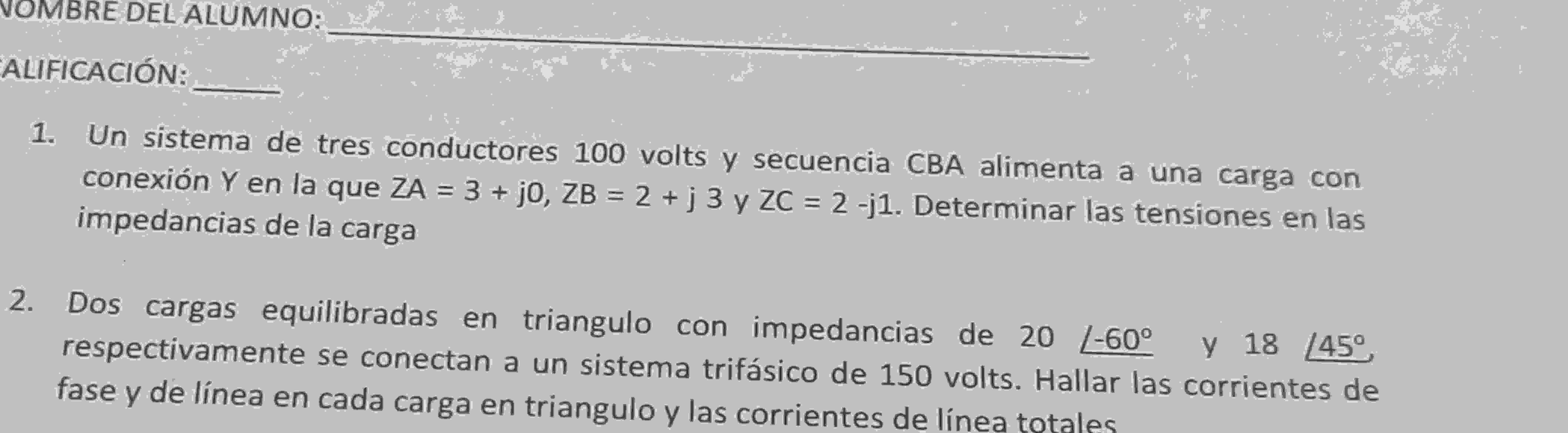 Solved AlificaciÓn Un Sistema De Tres Conductores 100 ﻿volts