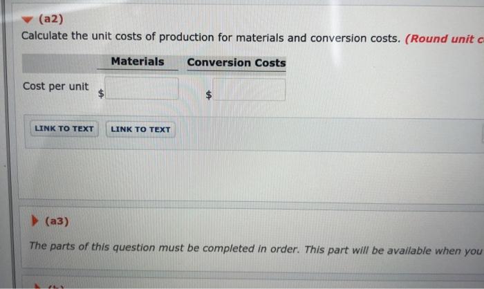 Solved (a2) Calculate the unit costs of production for | Chegg.com