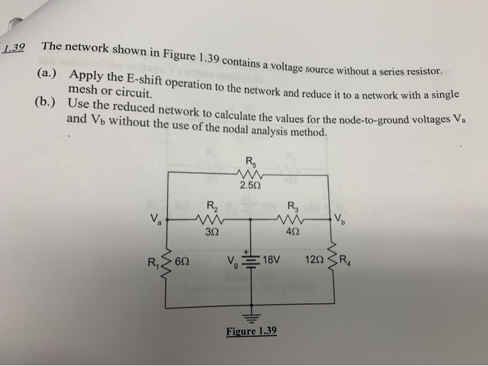 Solved The network shown in Figure 1.39 contains a voltage | Chegg.com