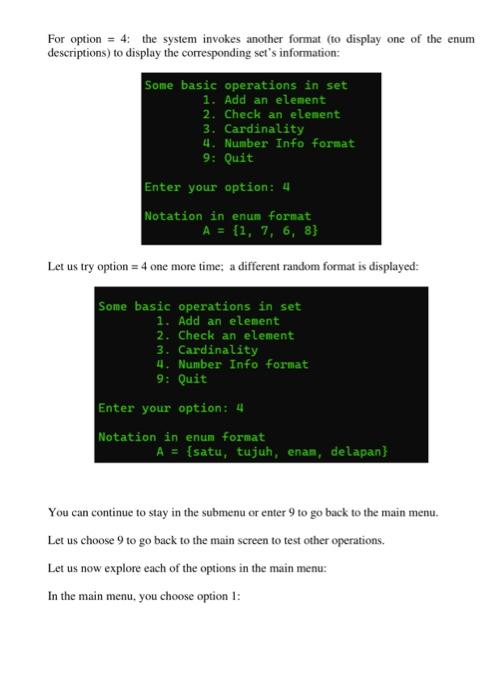 Solved Sone basic operations in set 1. Add an element 2. | Chegg.com