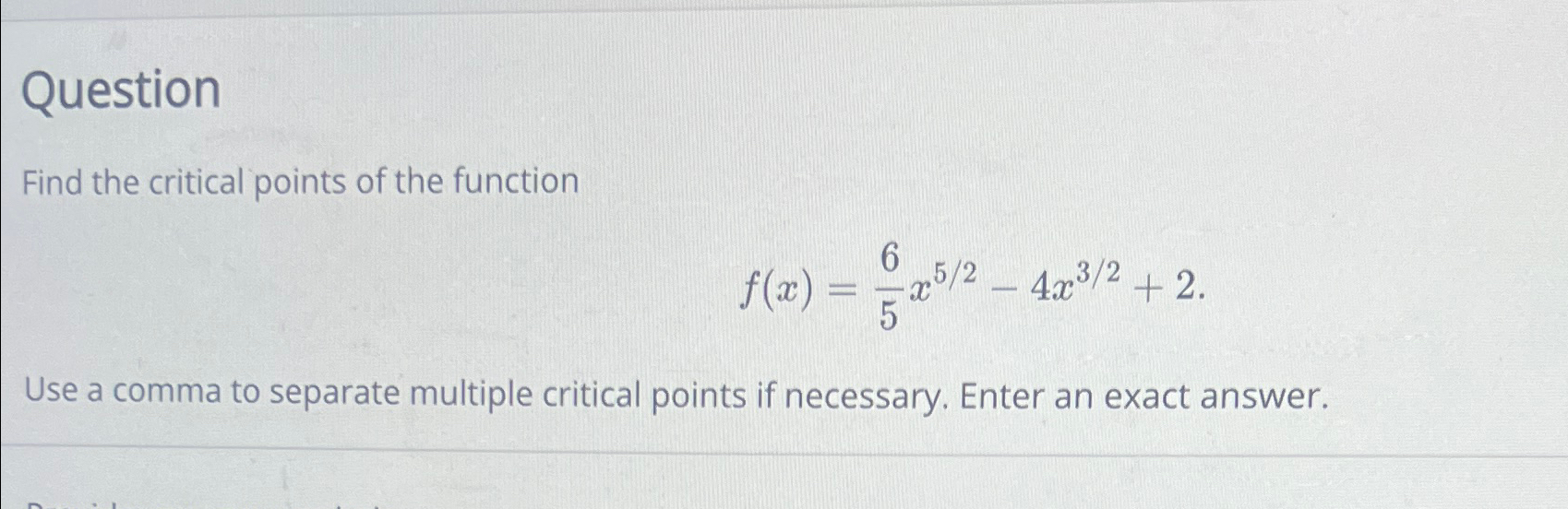 Solved QuestionFind the critical points of the | Chegg.com