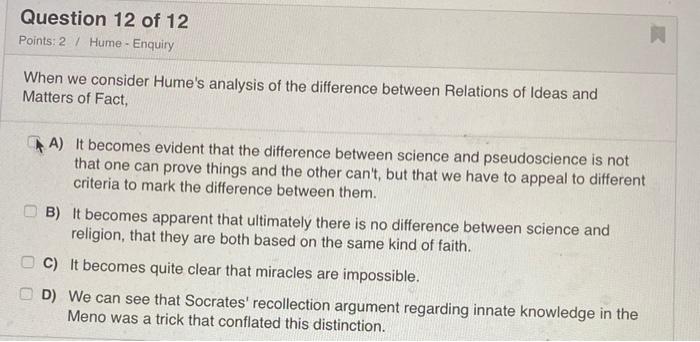 Solved based on Hume- Enquiry! please answer all questions!! | Chegg.com