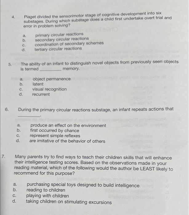 6 substages 2025 of sensorimotor stage