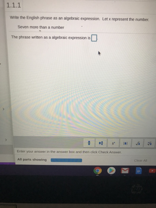 Solved 1.1.1 Write the English phrase as an algebraic | Chegg.com