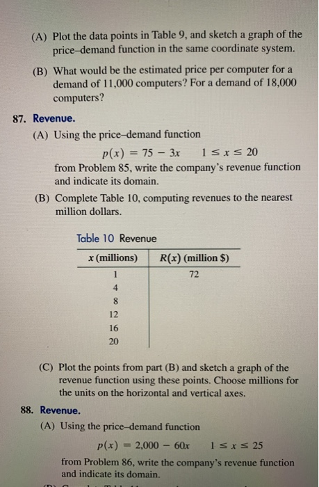Solved (A) Plot the data points in Table 9, and sketch a | Chegg.com