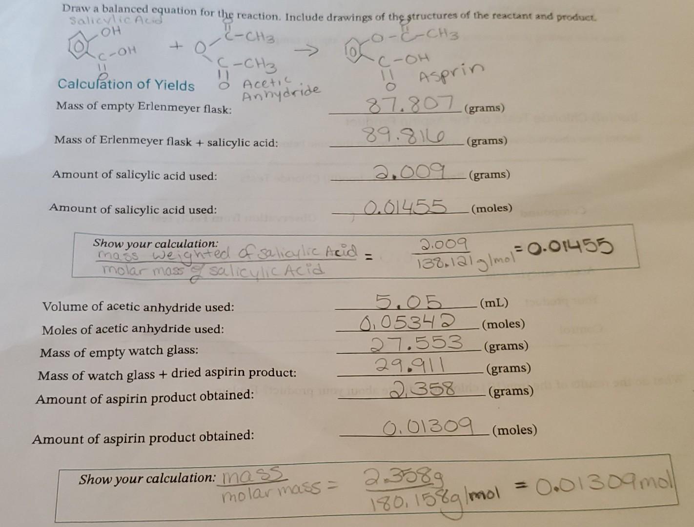 Draw a balanced equation for the reaction. Include drawings of the structures of the reactant and product.
OH
2-CH3
-&-CH3
+
